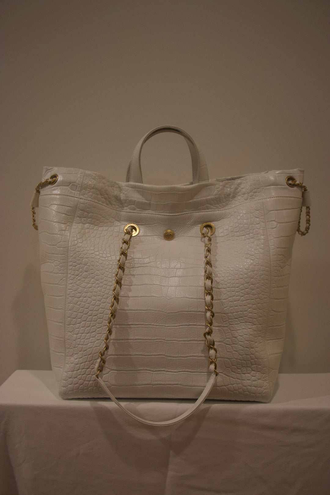 Chanel Crocodile Embossed Shopping Tote Back