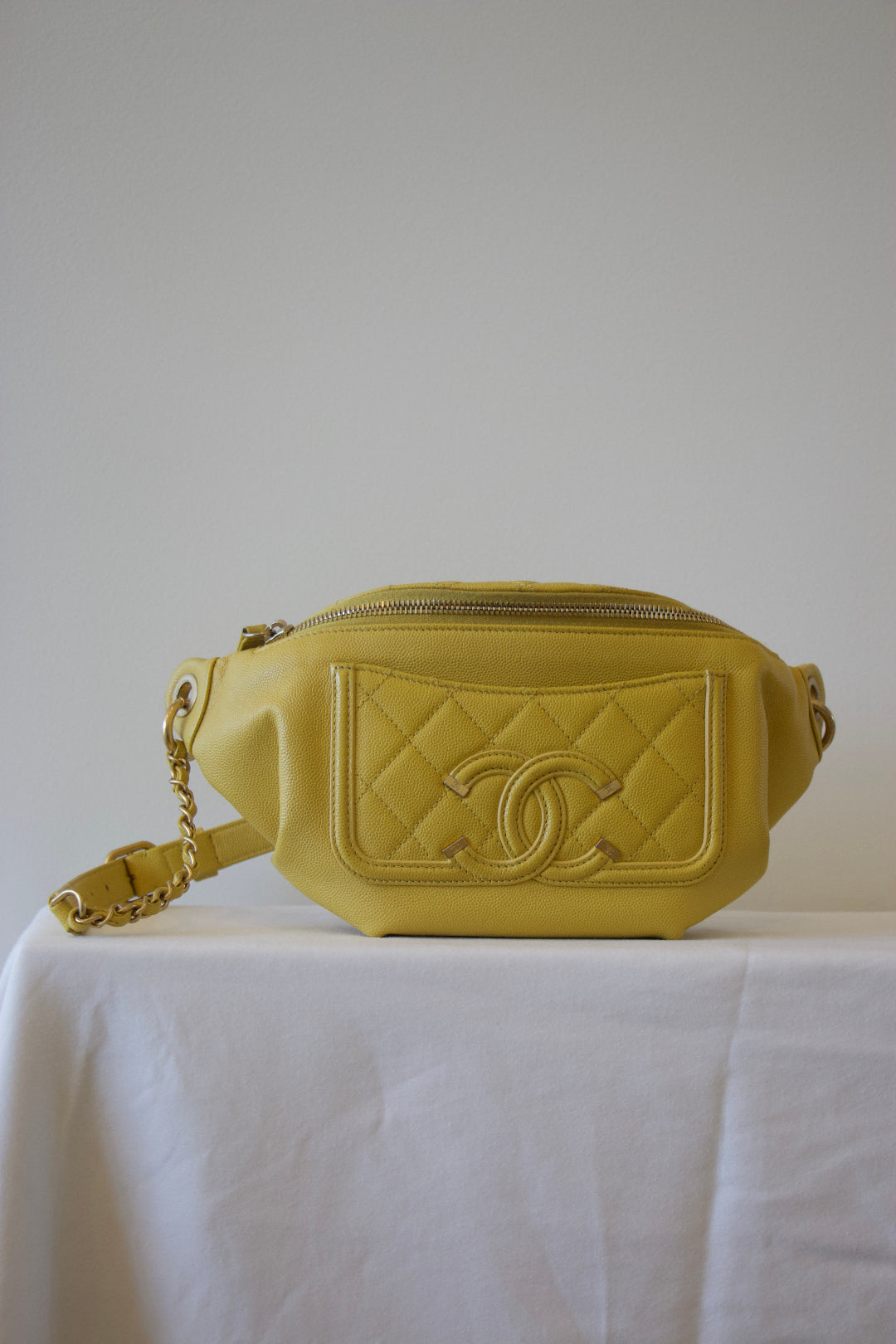 Chanel Filigree Wallet on Chain Yellow