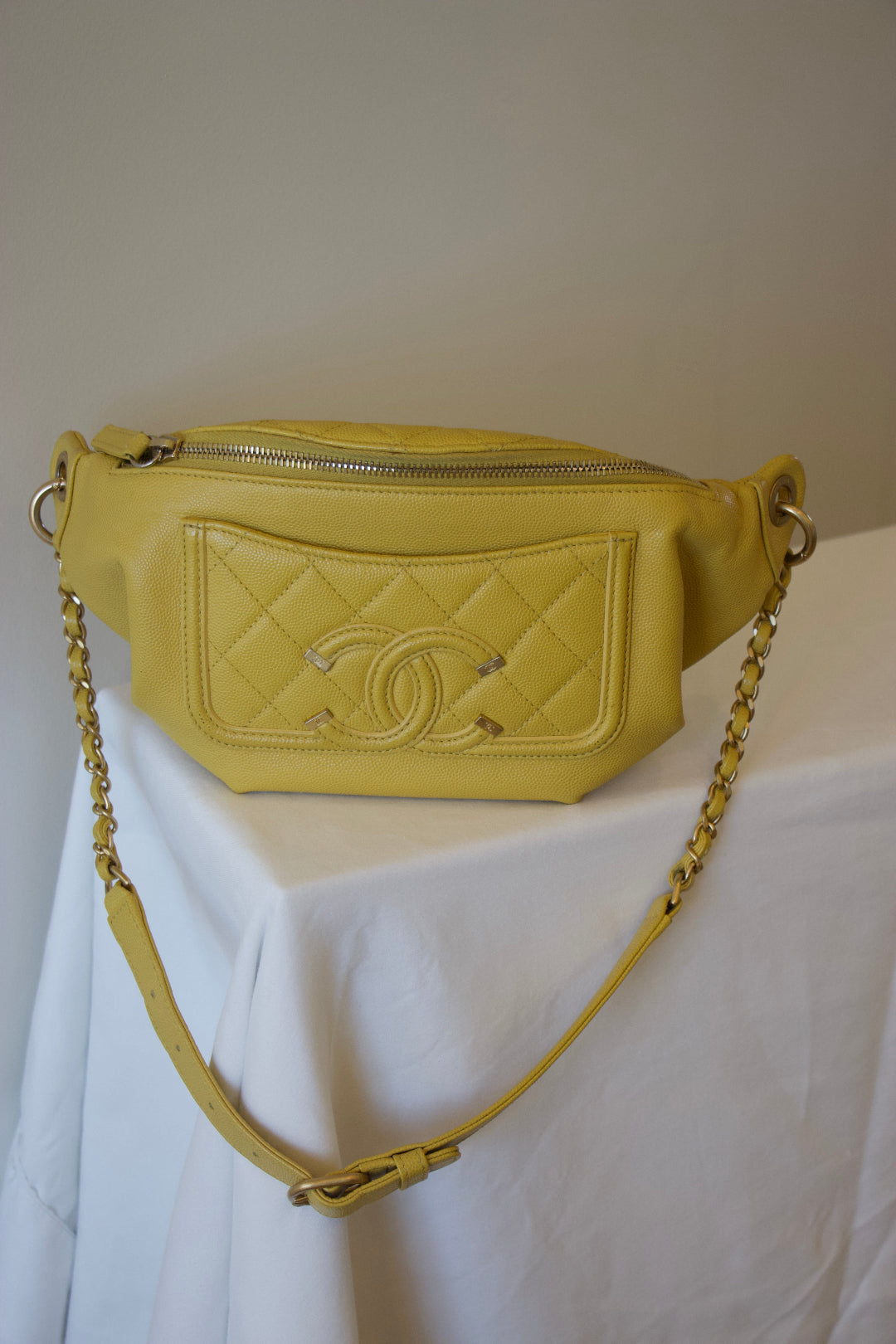 Chanel Filigree Wallet on Chain Yellow