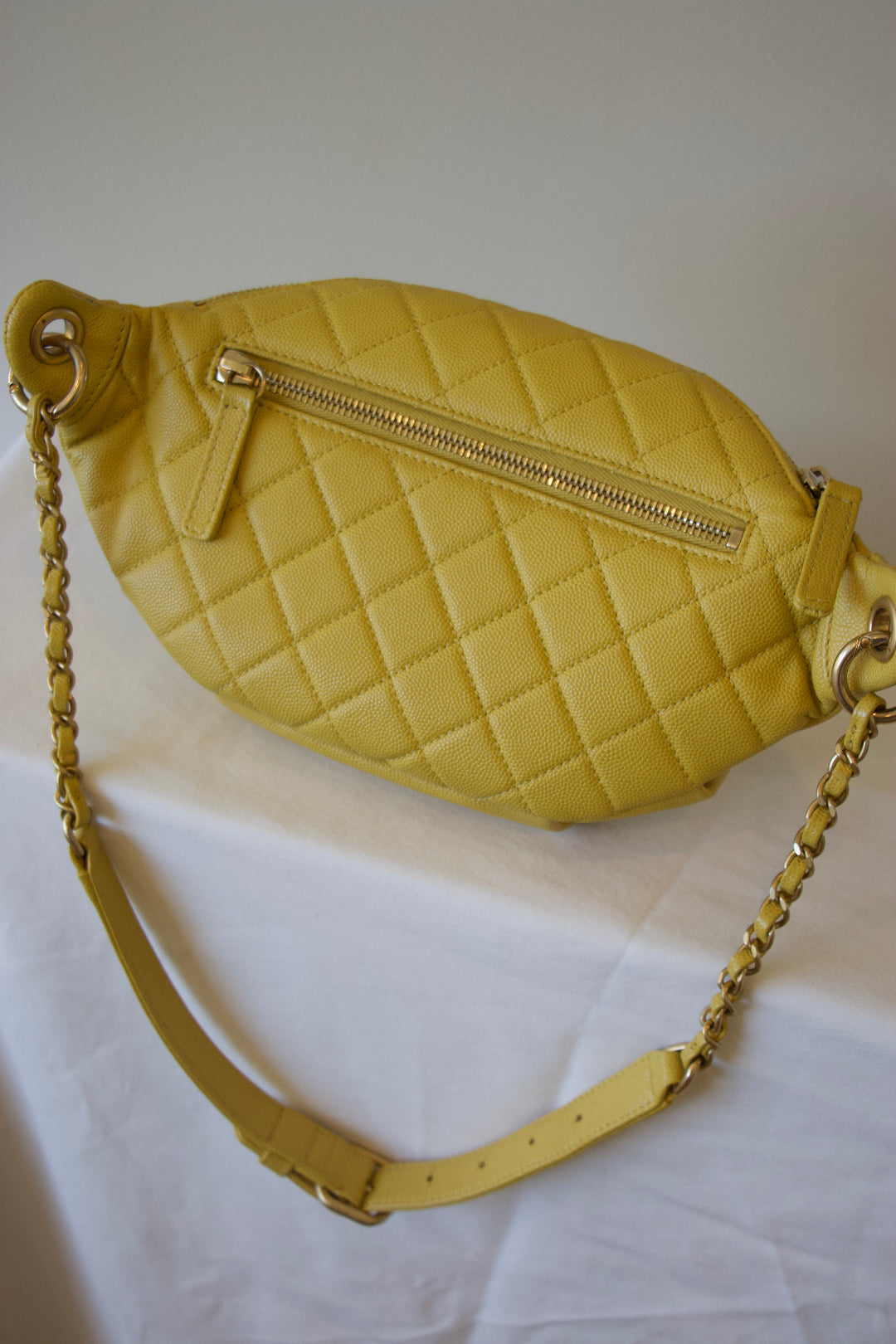 Chanel Filigree Wallet on Chain Yellow Back
