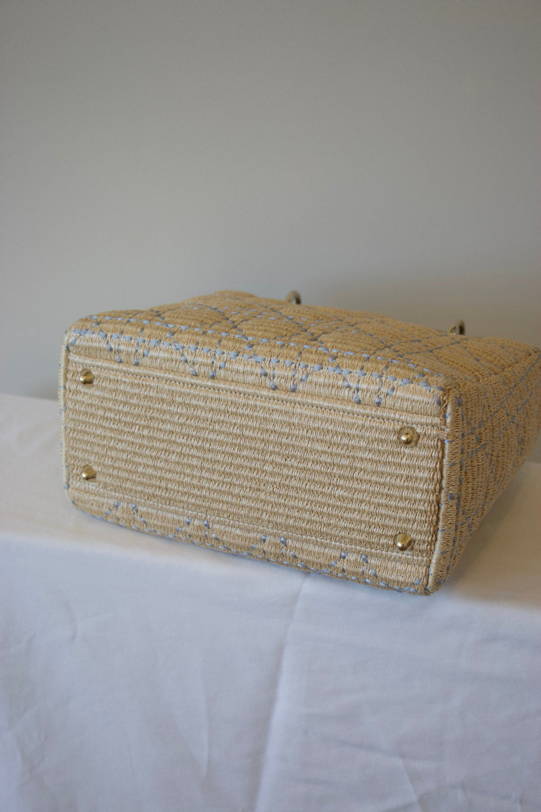 Dior Raffia Embellished Lady Dior Bag Bottom