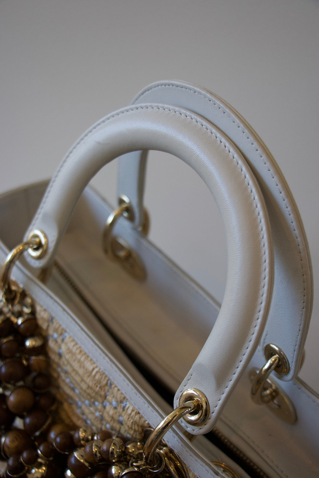 Dior Raffia Embellished Lady Dior Bag Handle