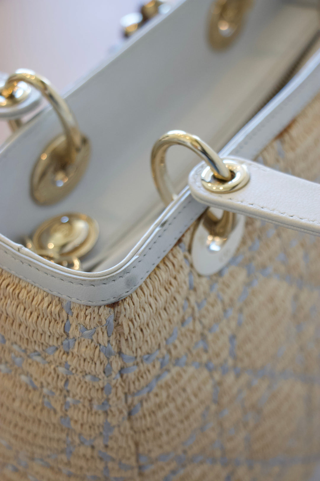 Dior Raffia Embellished Lady Dior Bag