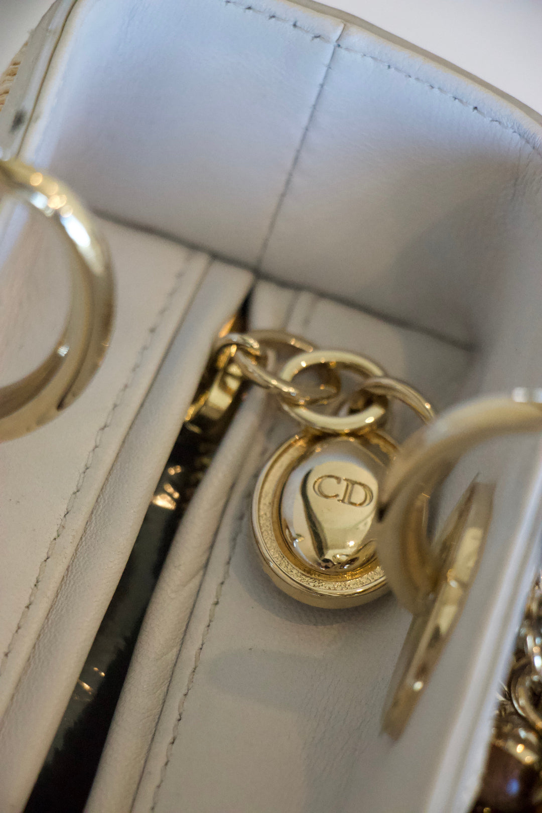 Dior Raffia Embellished Lady Dior Bag Hardware