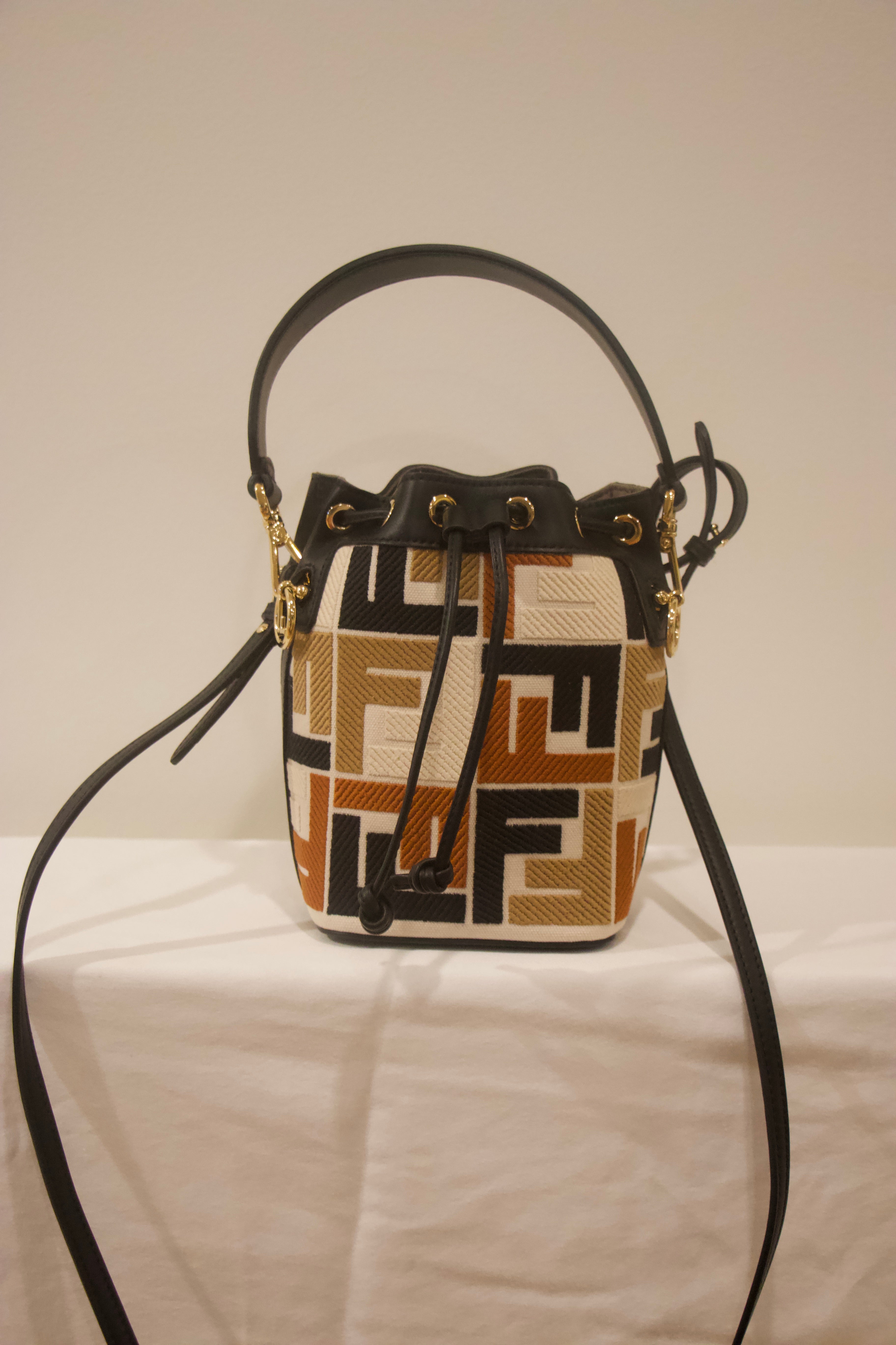 Fendi Mini Mon Tresor Canvas Embroidery Bag
