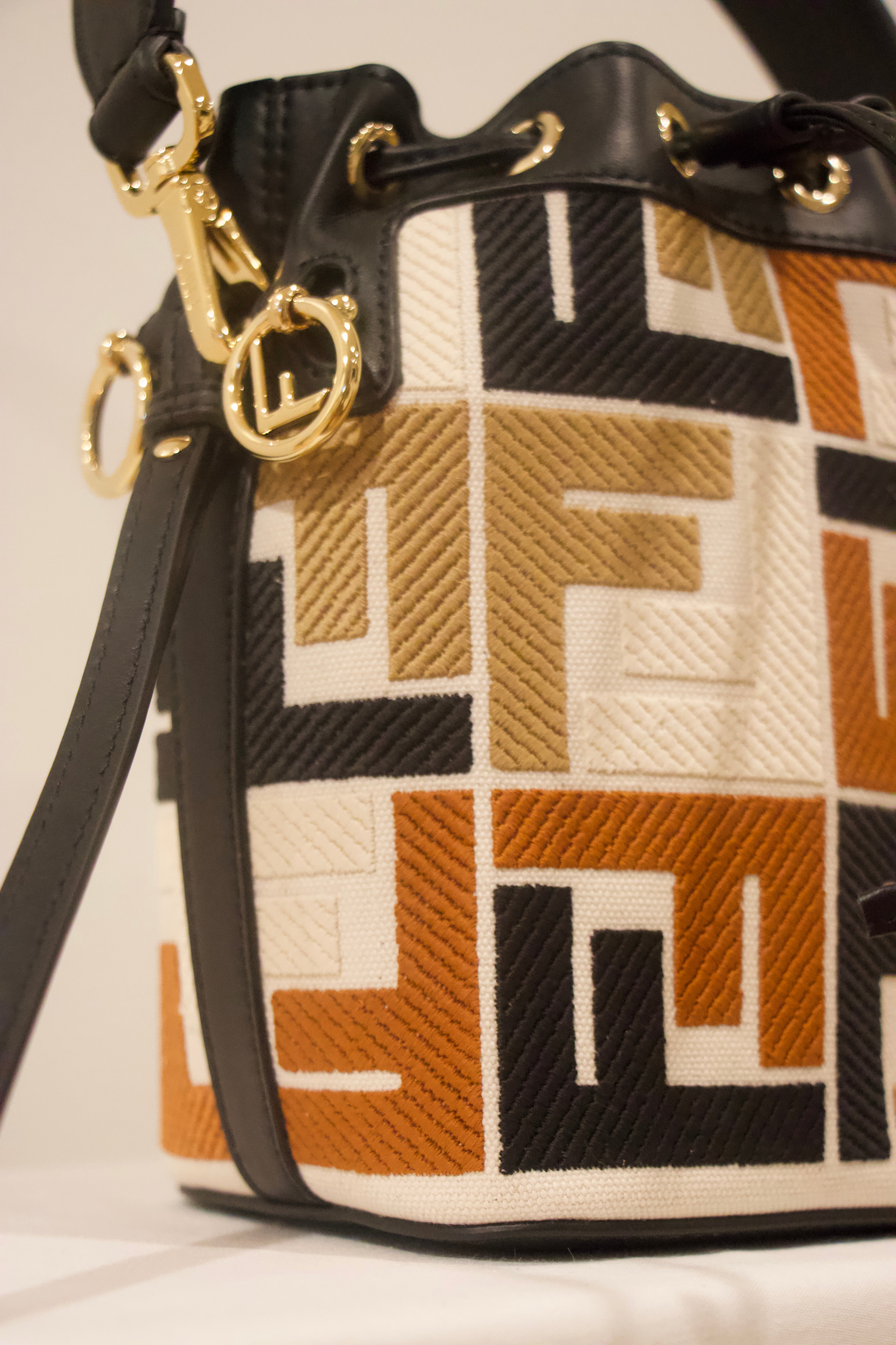 Fendi Mini Mon Tresor Canvas Embroidery Bag