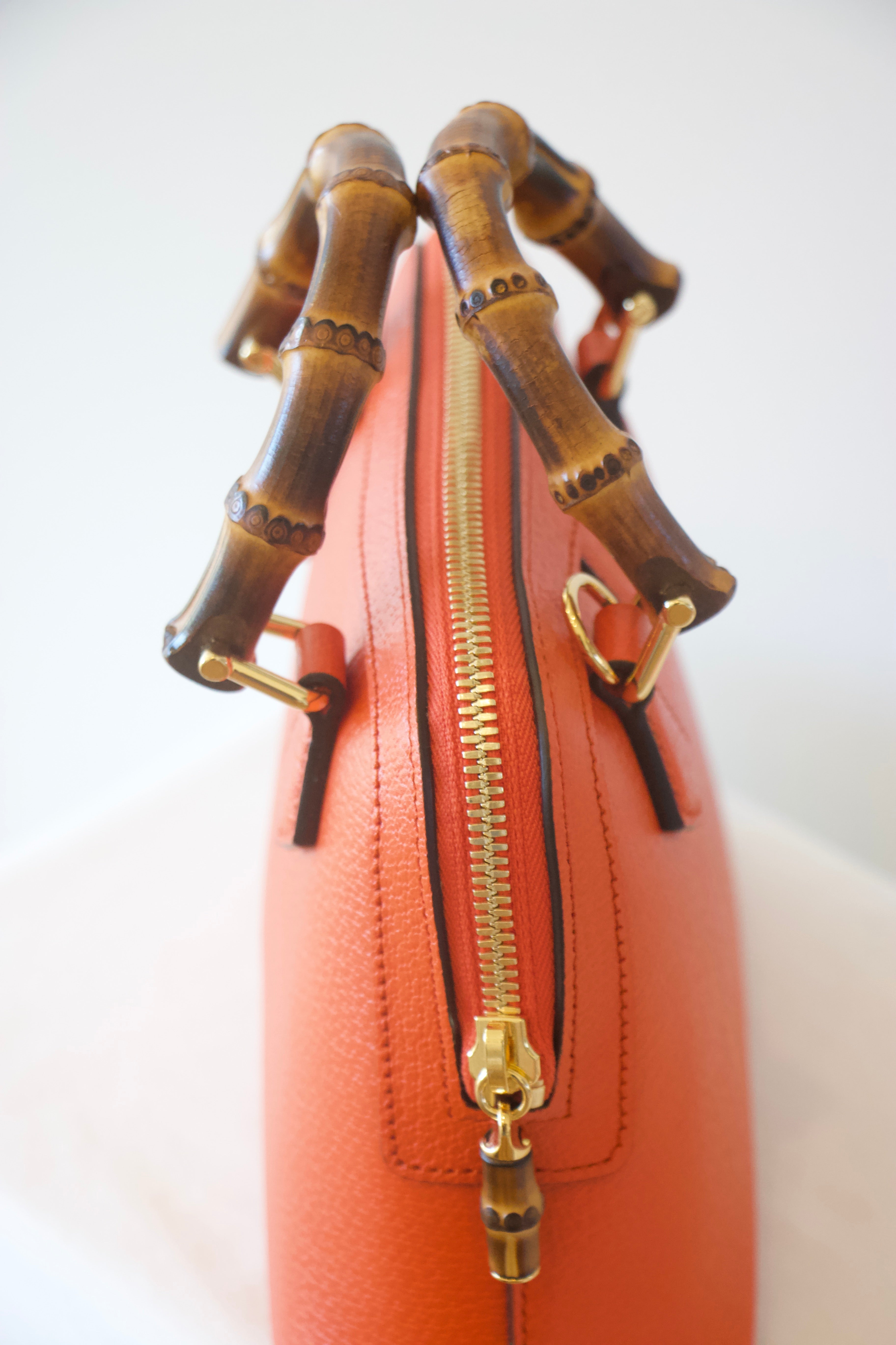 Gucci Orange Textured Dollar Calfskin Mini Diana