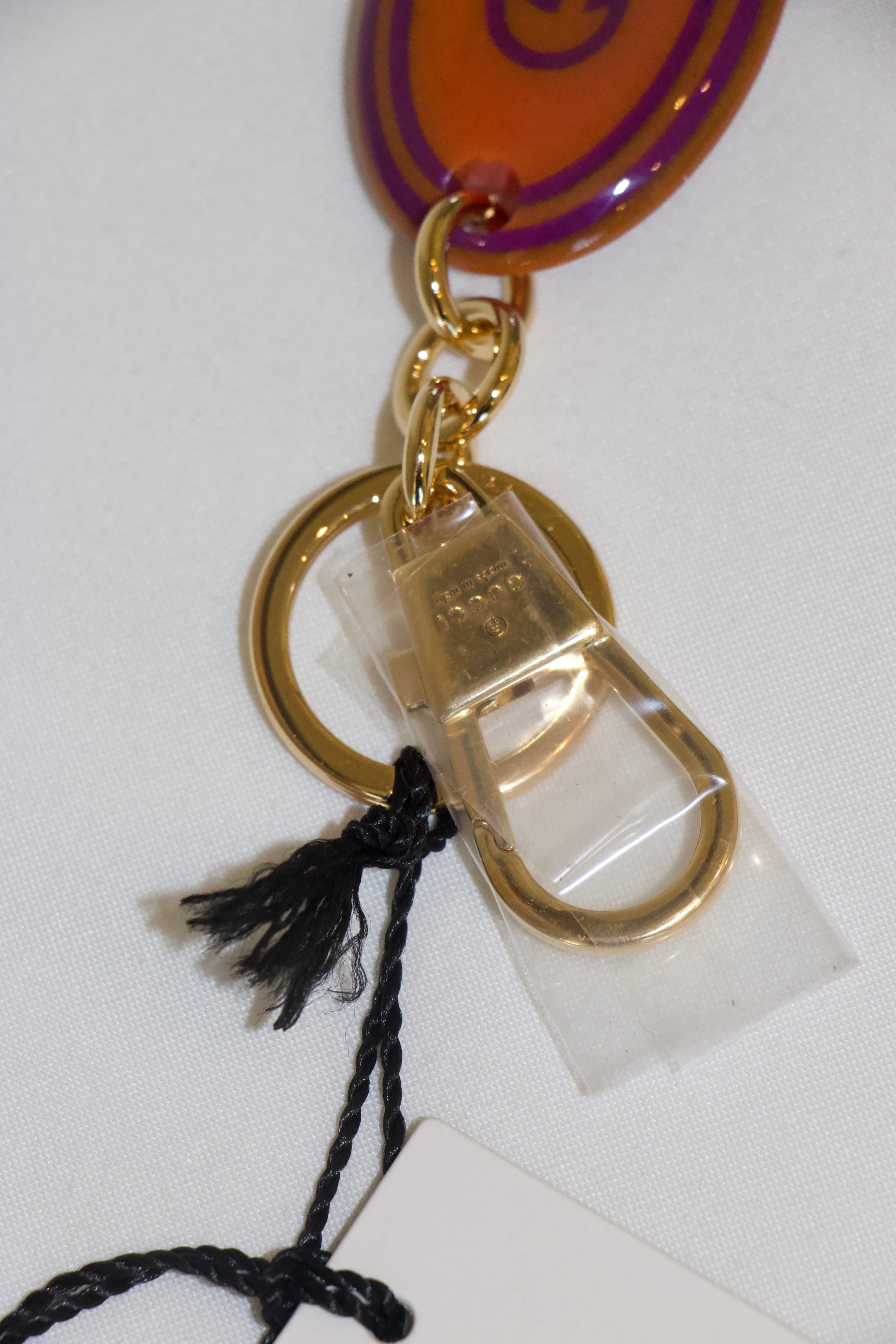 Gucci Purple and Orange Interlocking Keychain Clasp