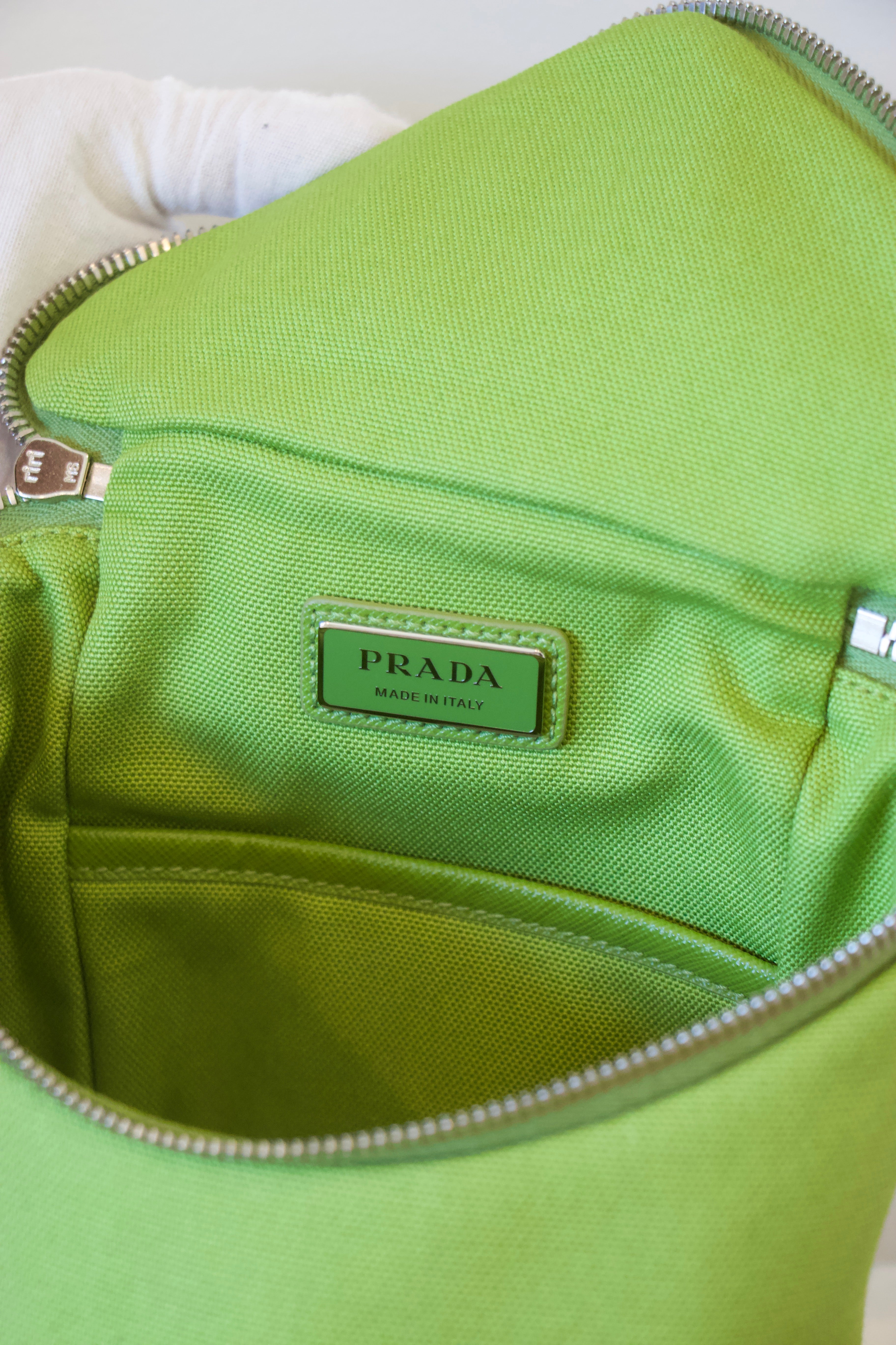 Prada Green Canapa Bucket Bag Interior