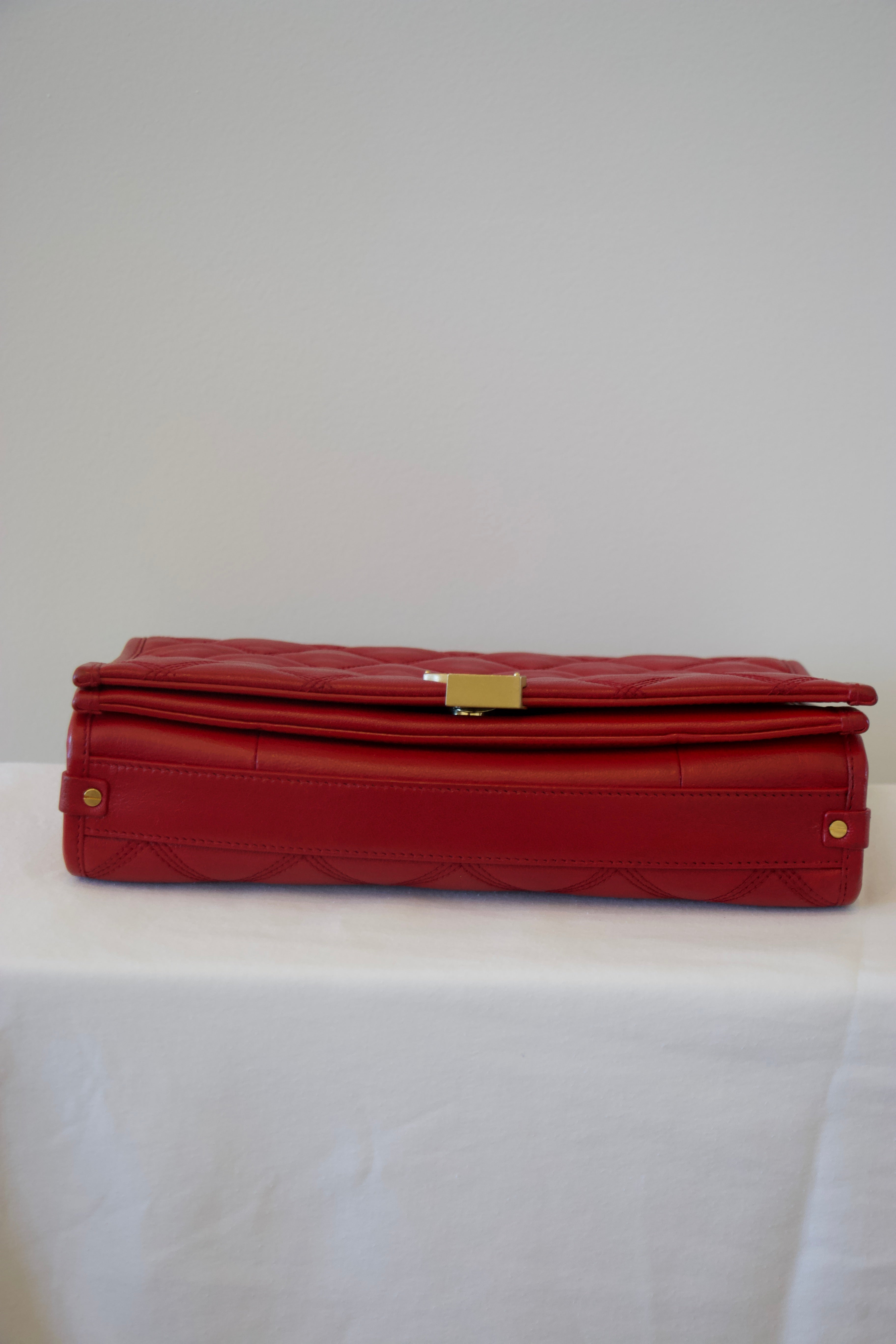 Yves Saint Laurent Red Quilted Becky Bag Bottom