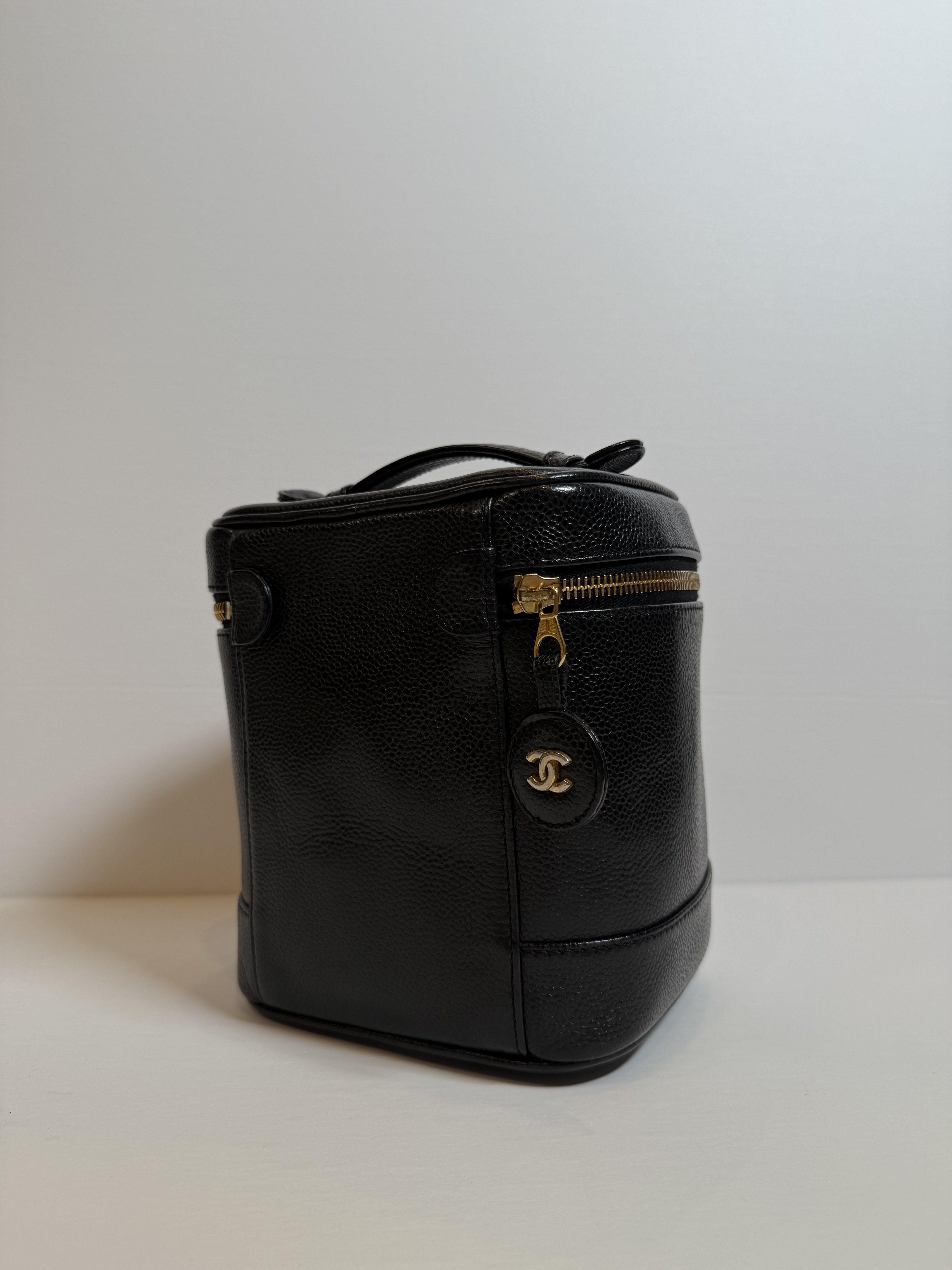Chanel Caviar Cosmetic Vanity Bag Black