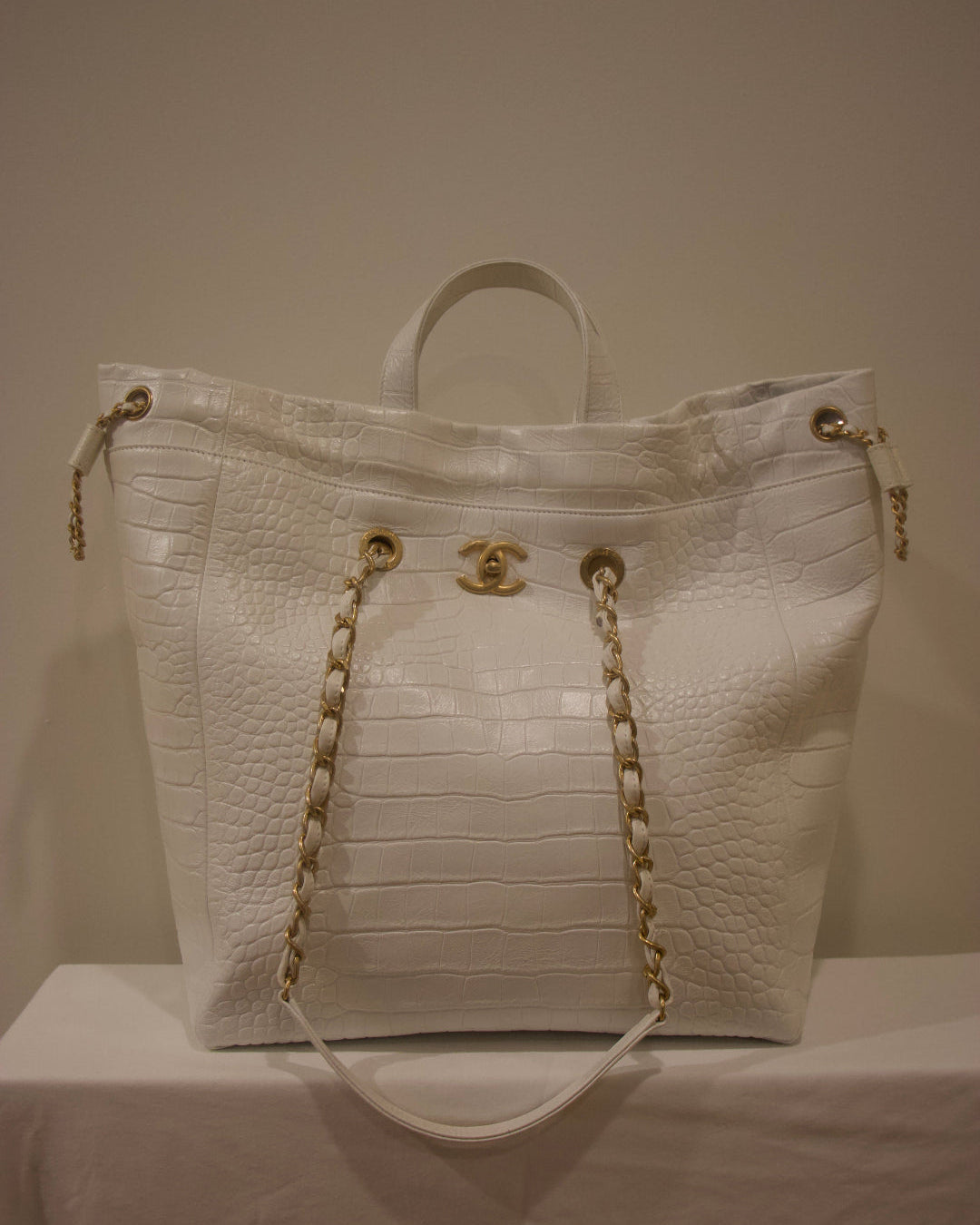 Chanel Crocodile Embossed Shopping Tote Front