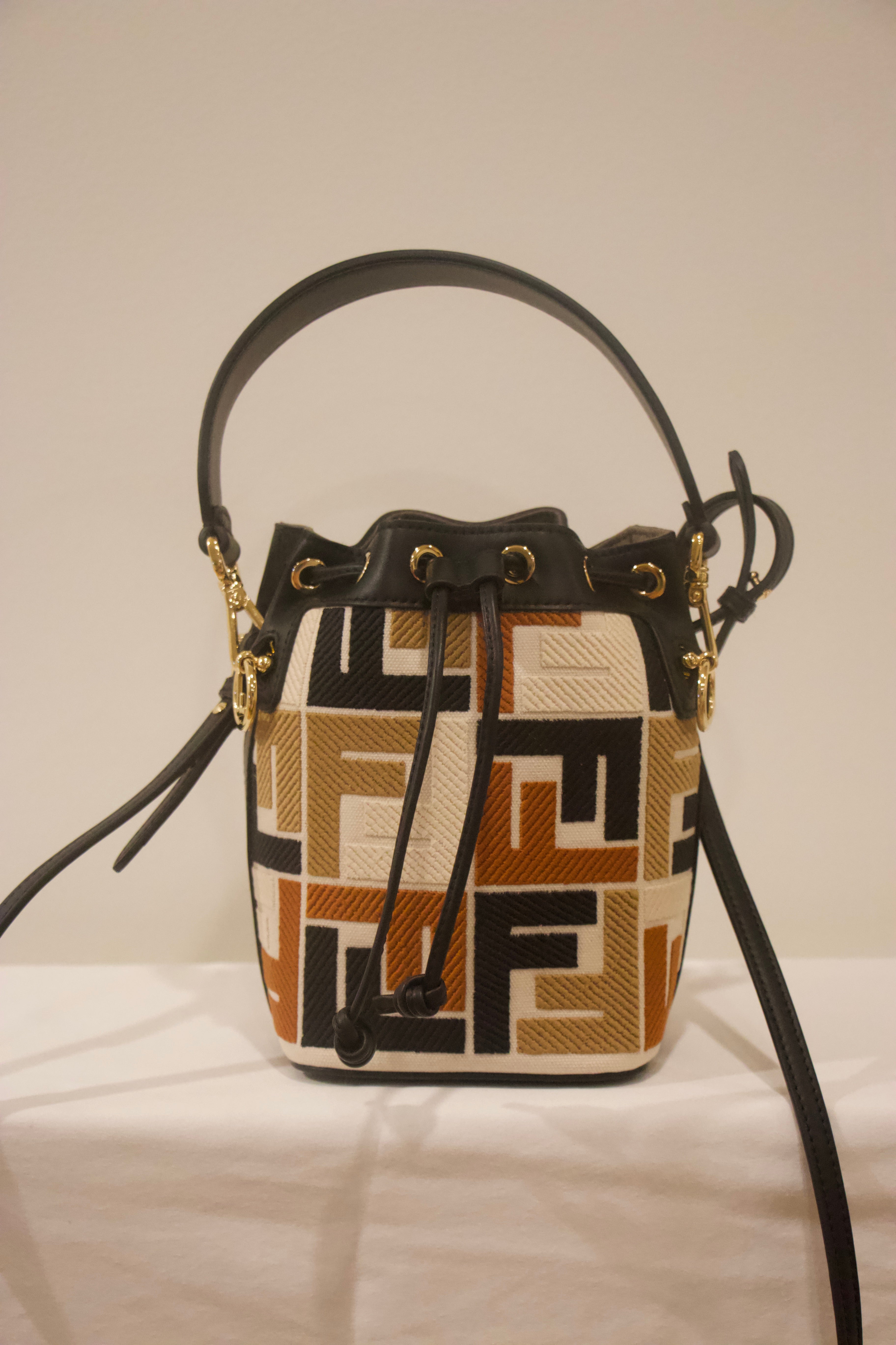 Fendi Mini Mon Tresor Canvas Embroidery Bag