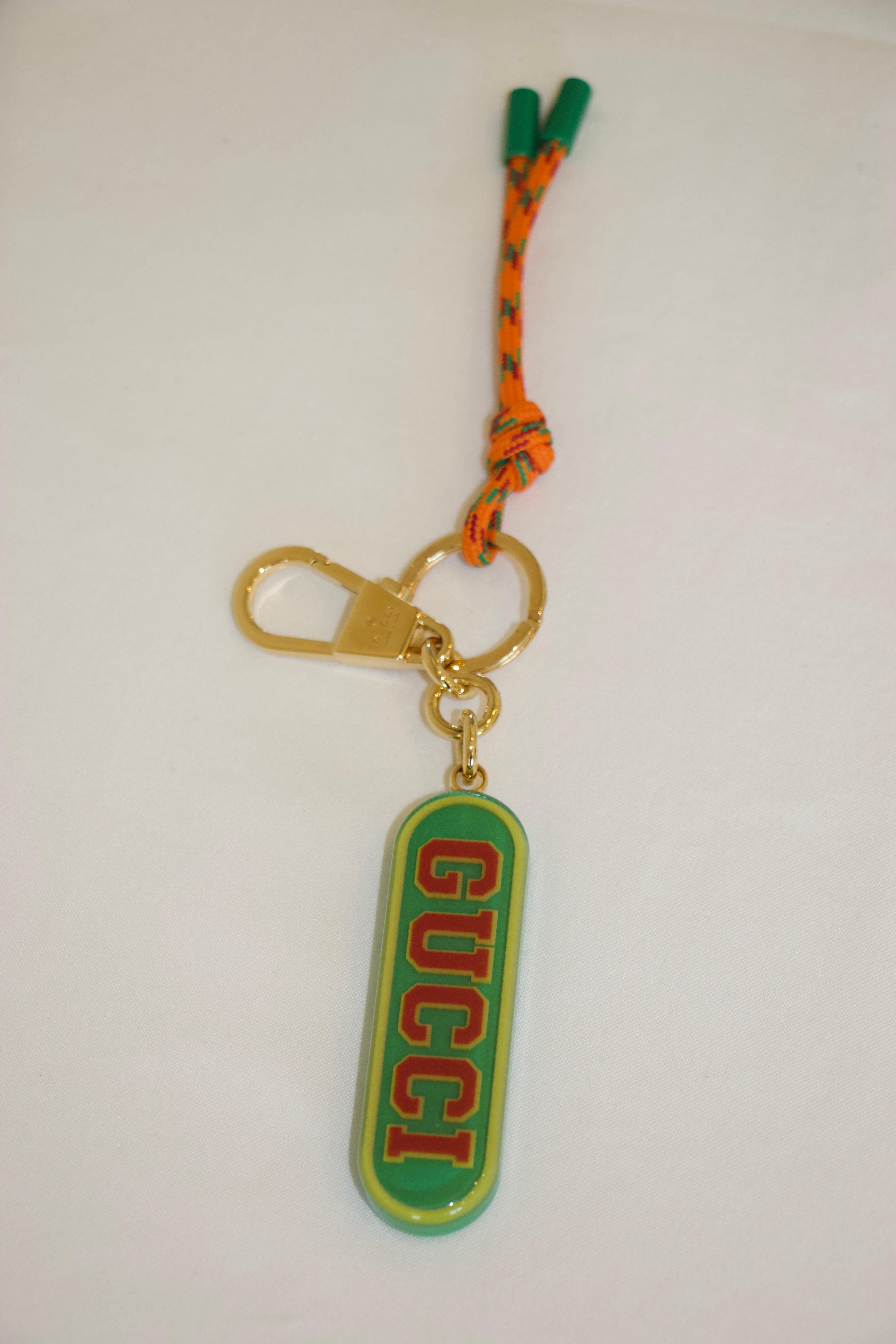 Gucci Orange and Green Plexiglass Keychain full view