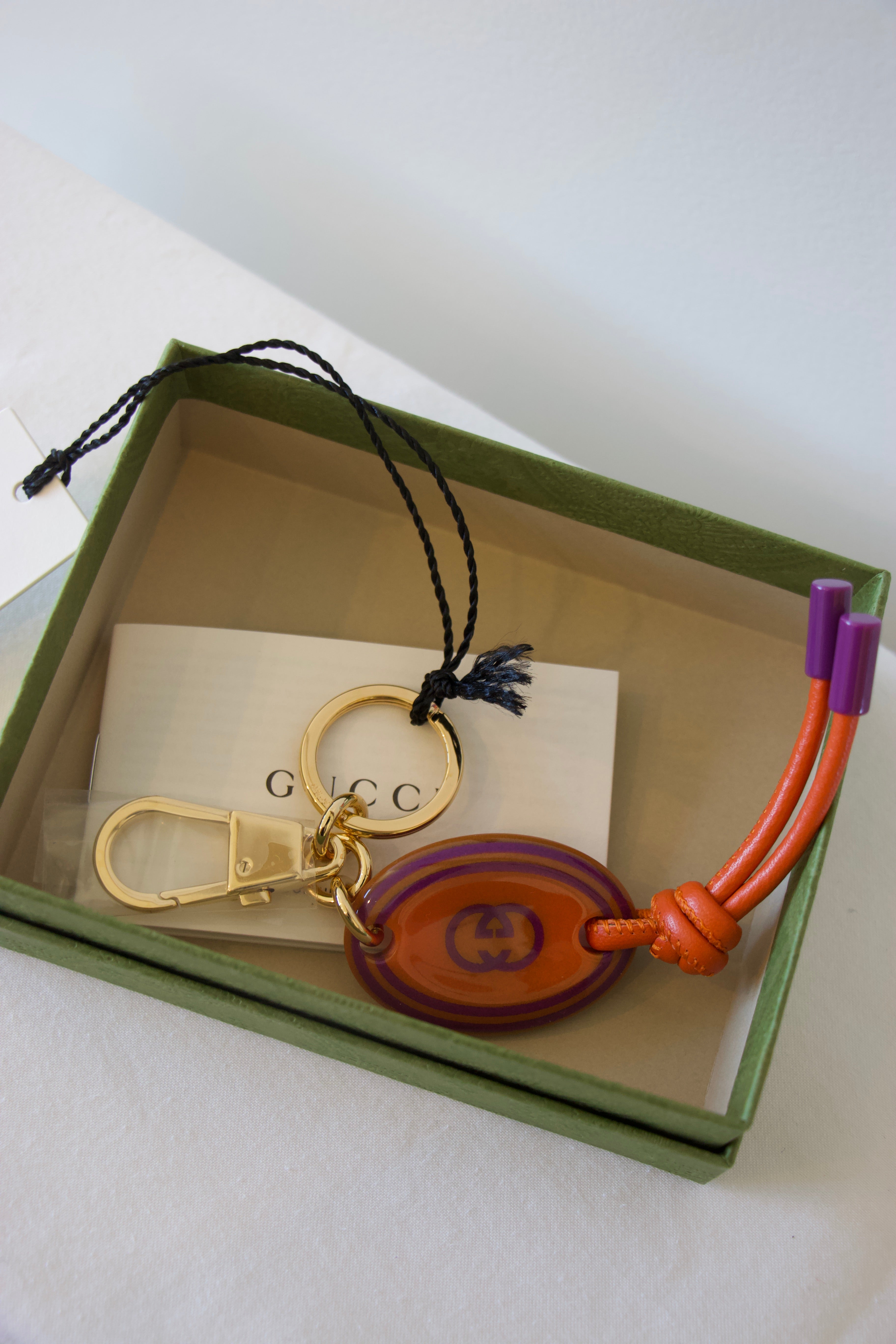 Gucci Purple and Orange Interlocking Keychain