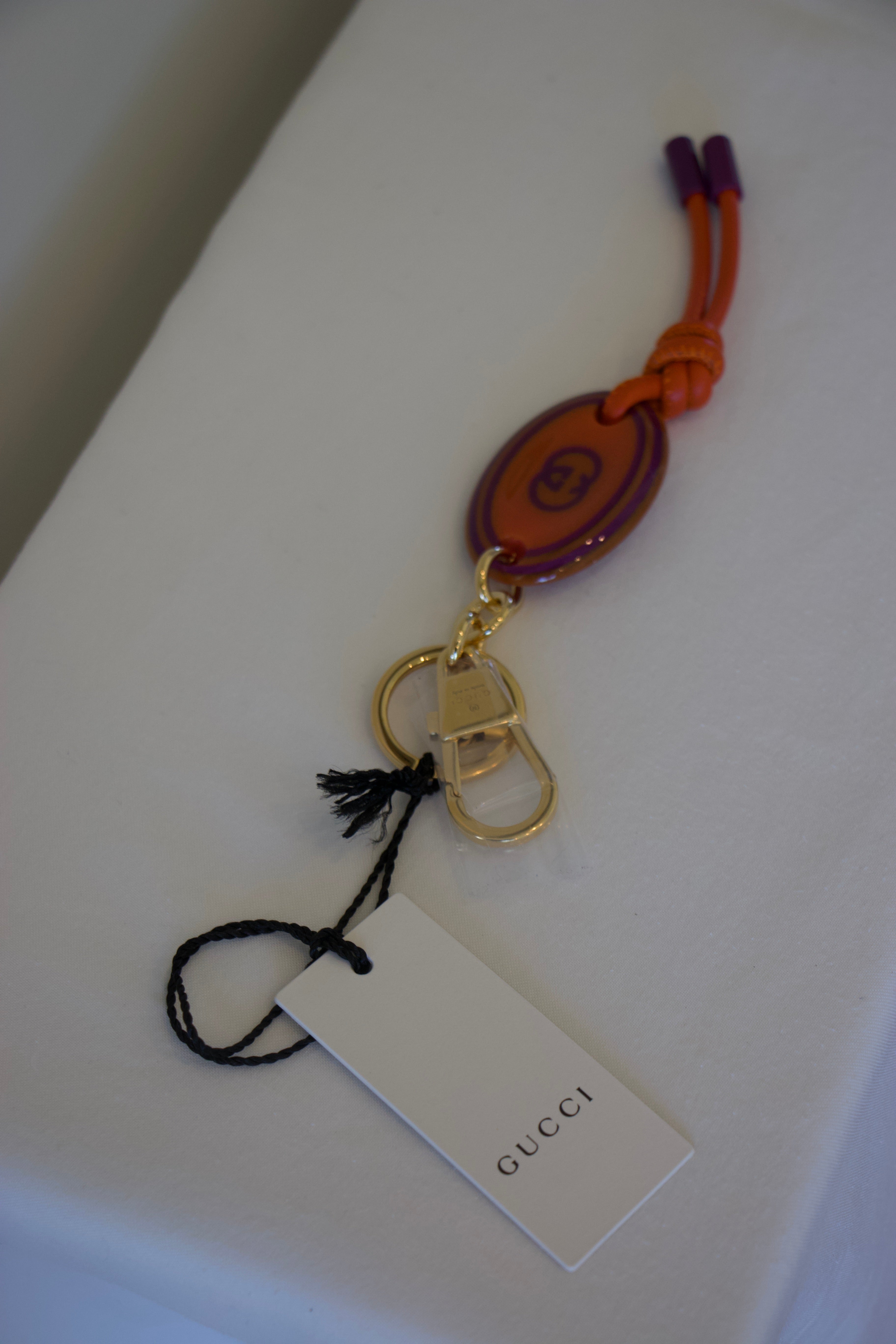 Gucci Purple and Orange Interlocking Keychain Tag
