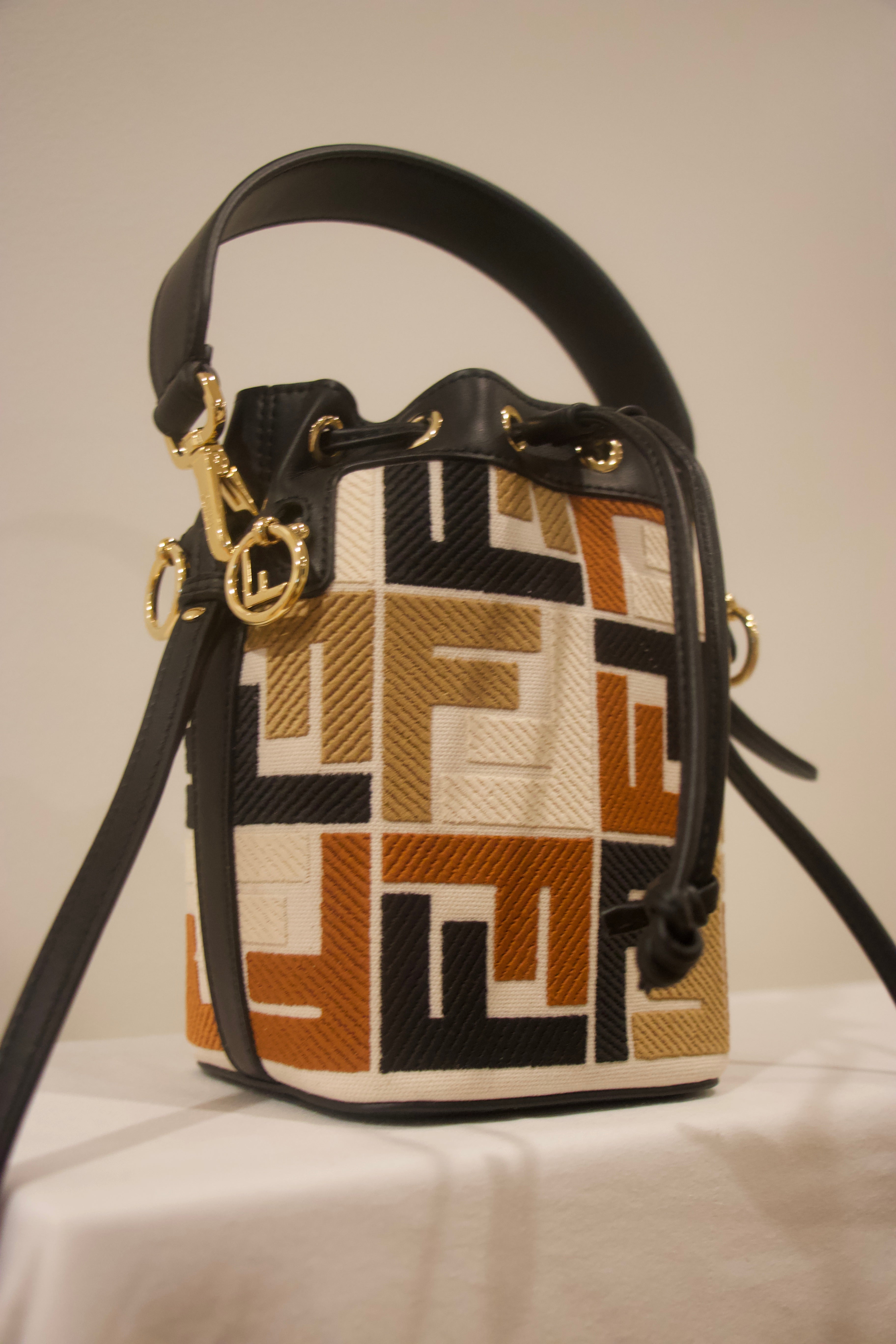 Fendi Mini Mon Tresor Canvas Embroidery Bag