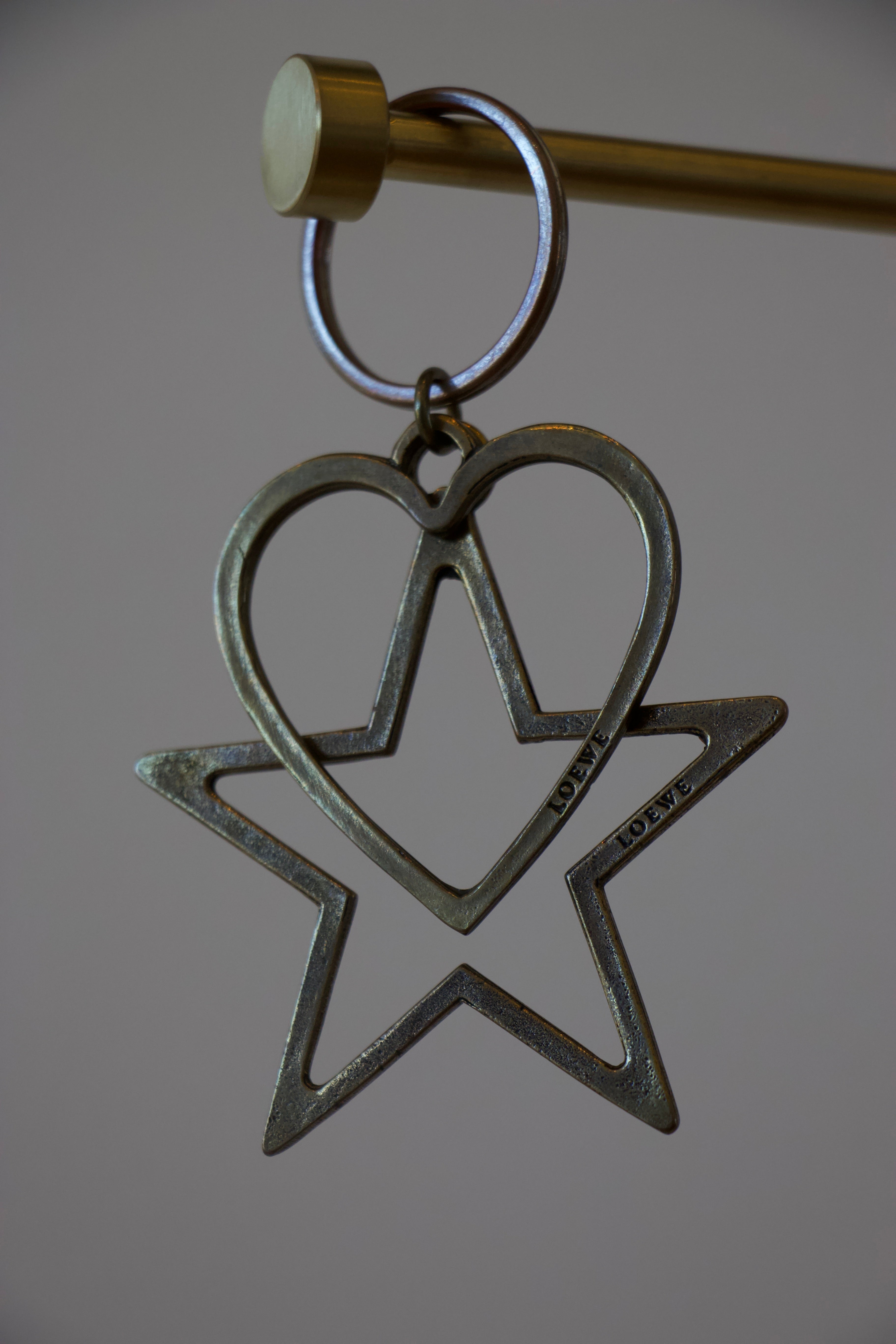 Loewe Heart and Star Silver Keychain Close