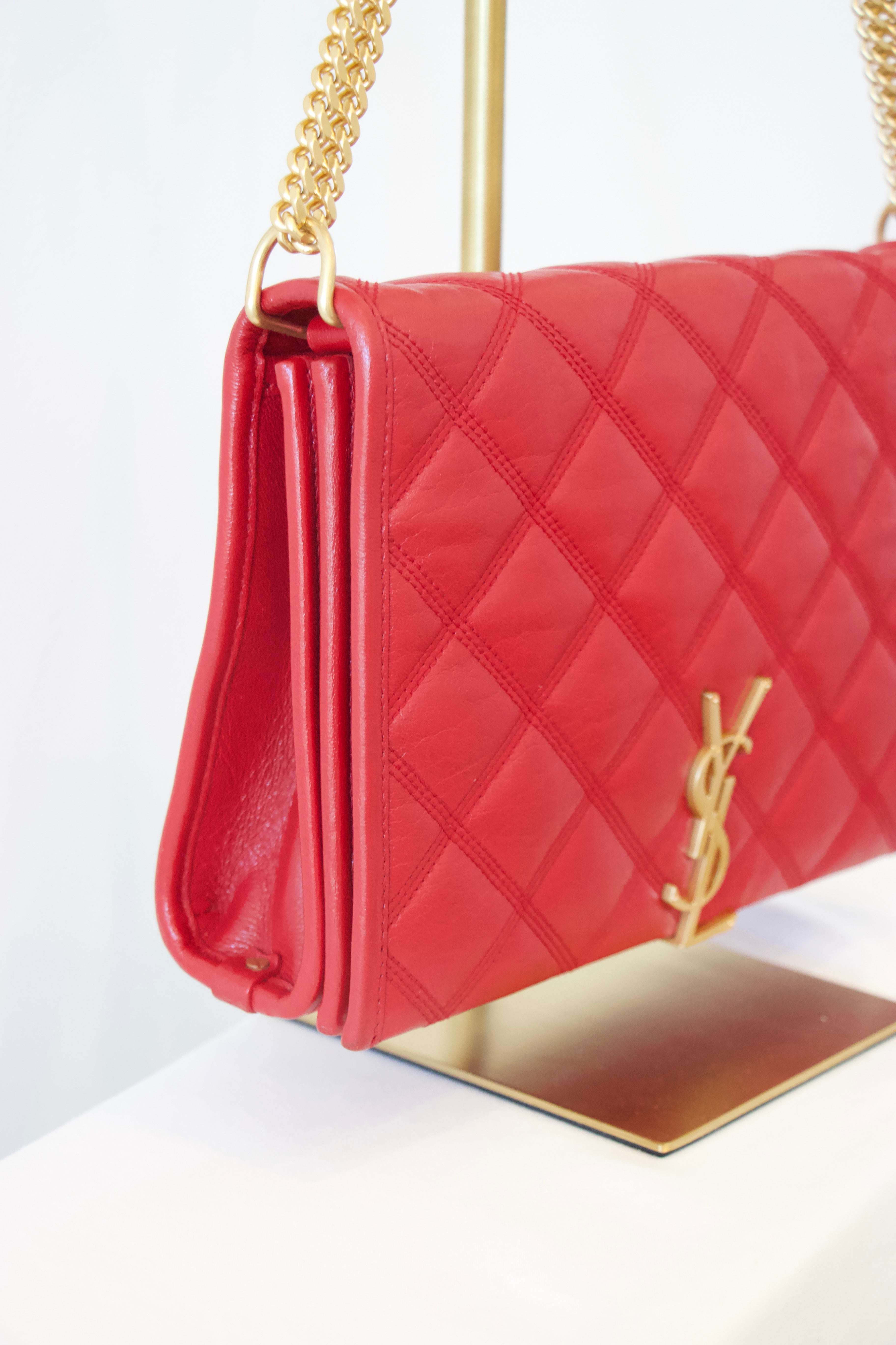 Yves Saint Laurent Red Quilted Becky Bag