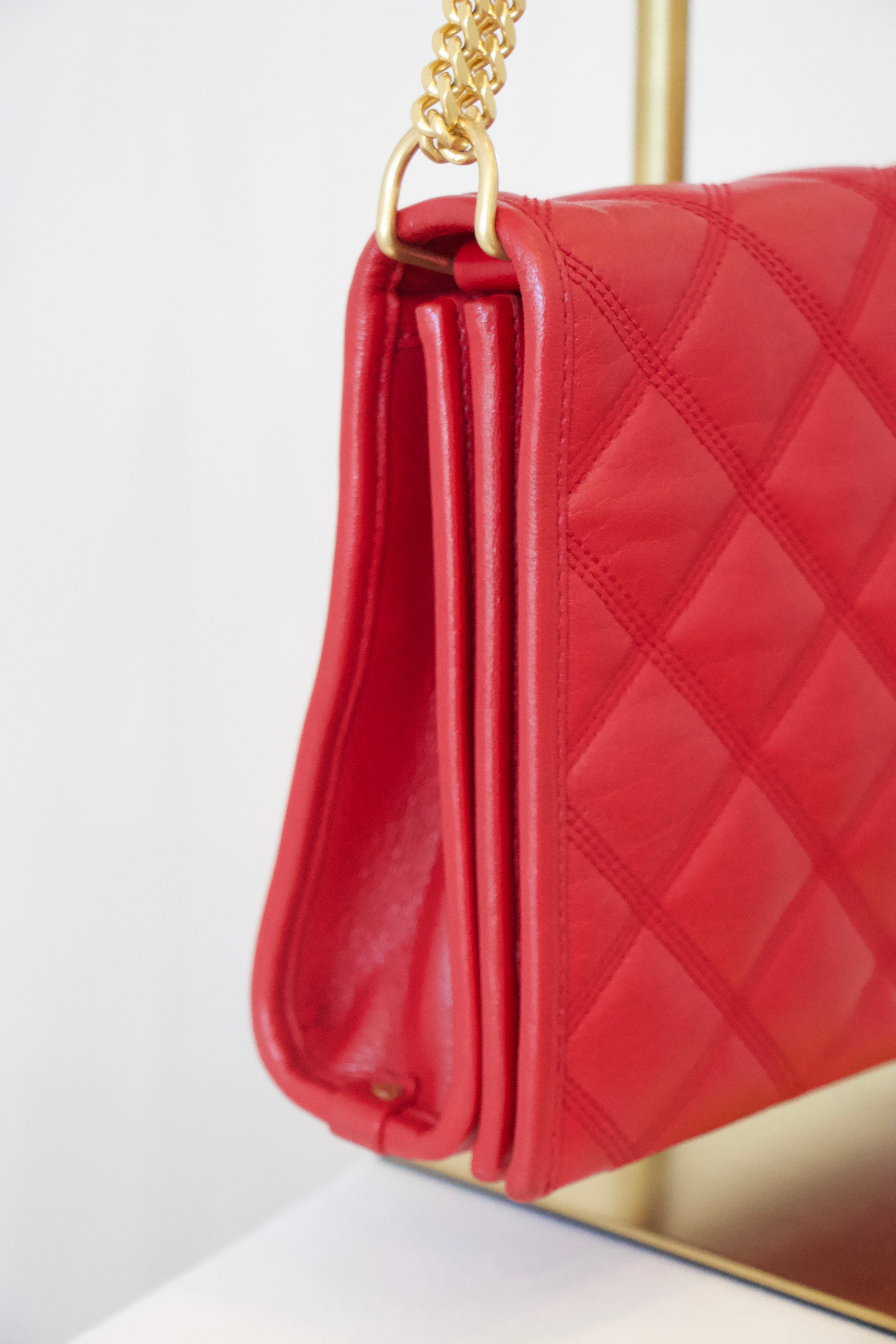 Yves Saint Laurent Red Quilted Becky Bag