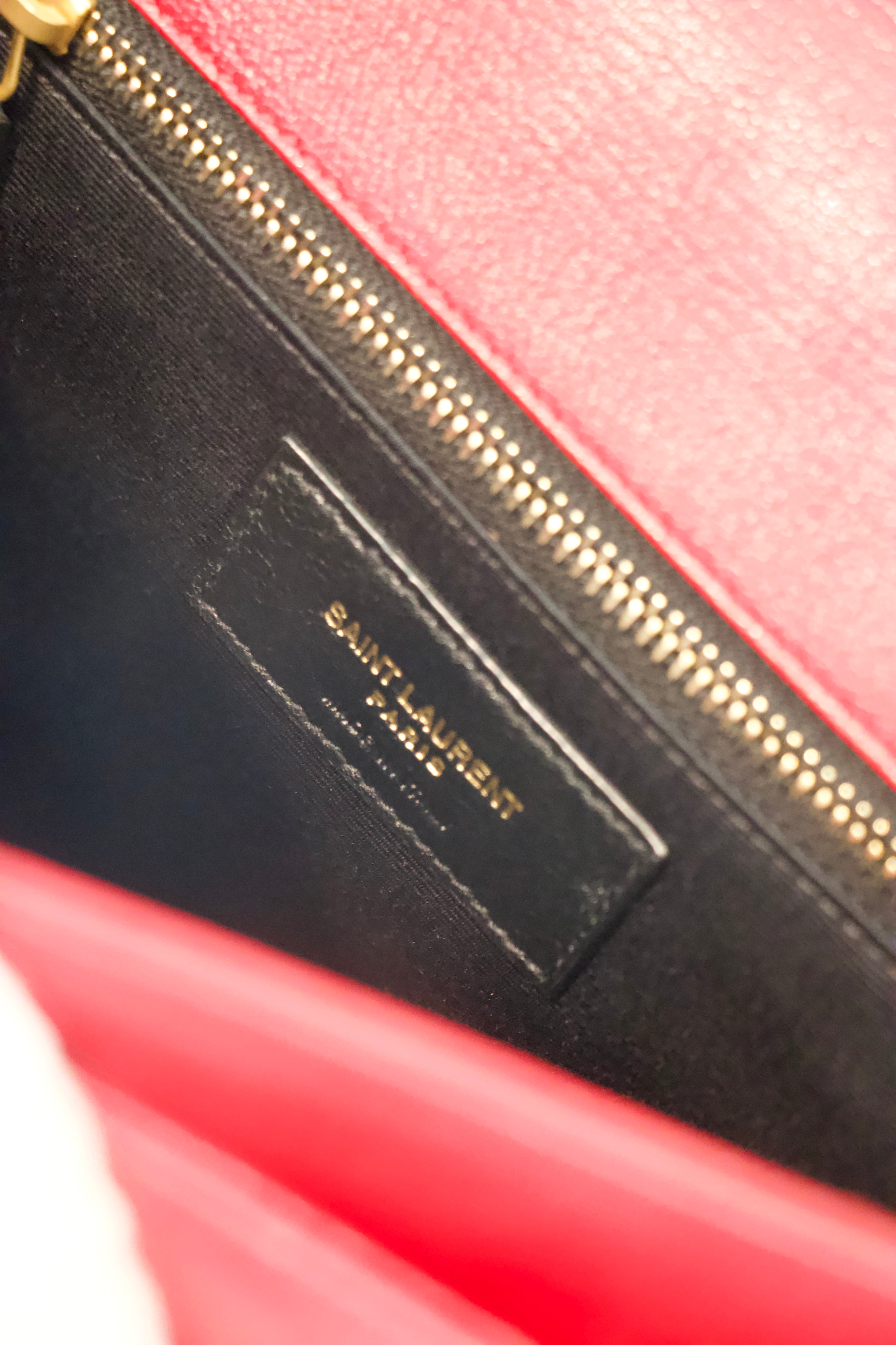 Yves Saint Laurent Red Quilted Becky Bag Interior