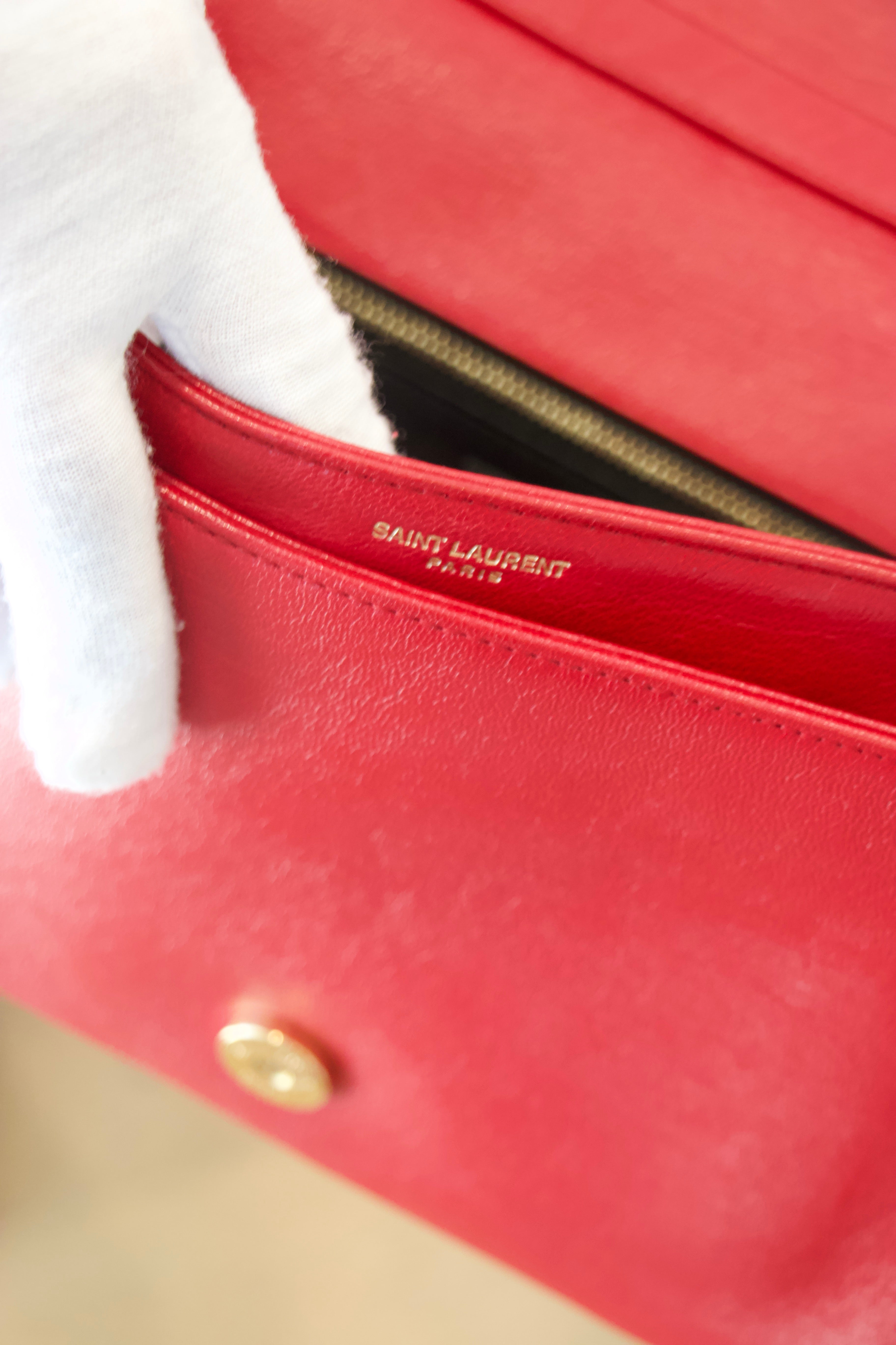 Yves Saint Laurent Red Quilted Becky Bag
