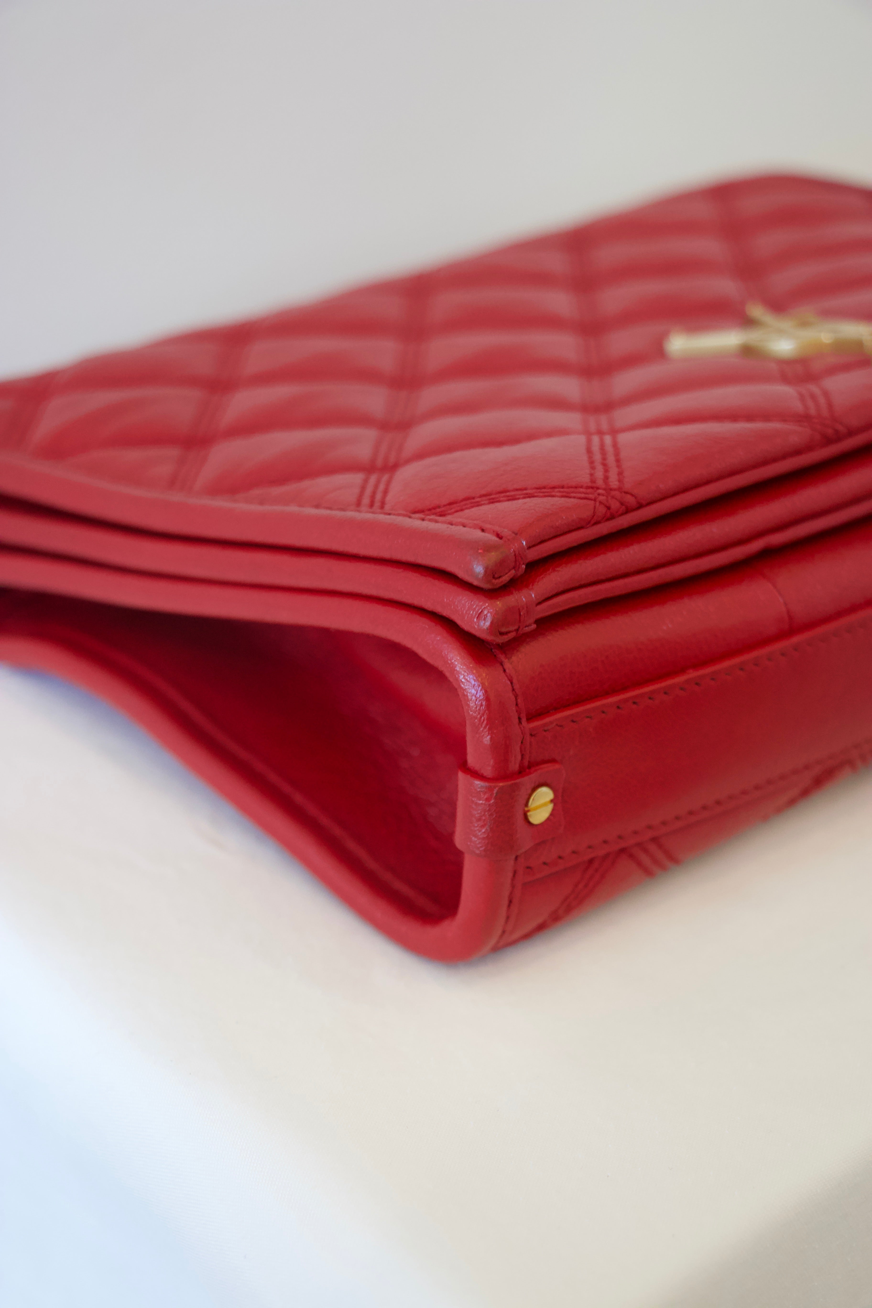 Yves Saint Laurent Red Quilted Becky Bag Corner